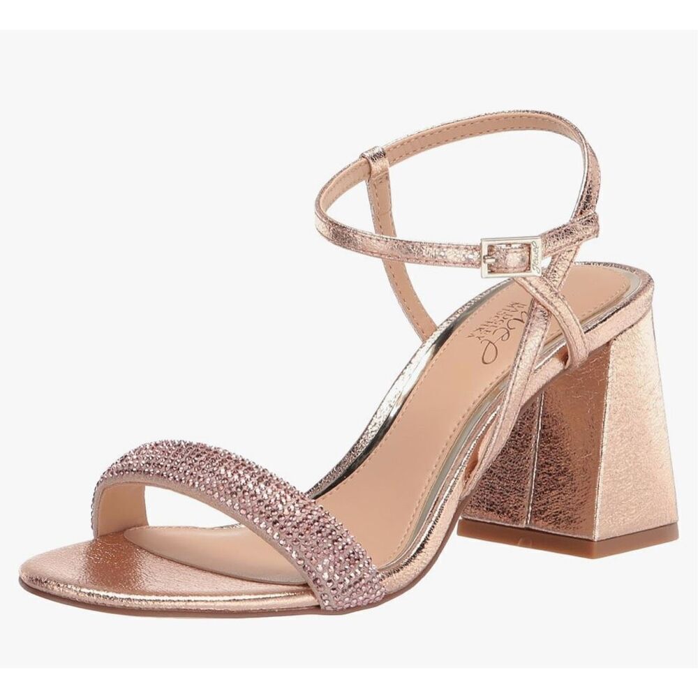 Jewel Badgley Mischka Earlene Strappy Block Heel - Size 5.5